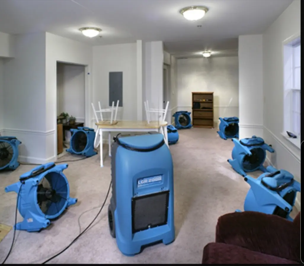 Air movers and dehumidifier setup for Water Extraction & Removal in Oakley